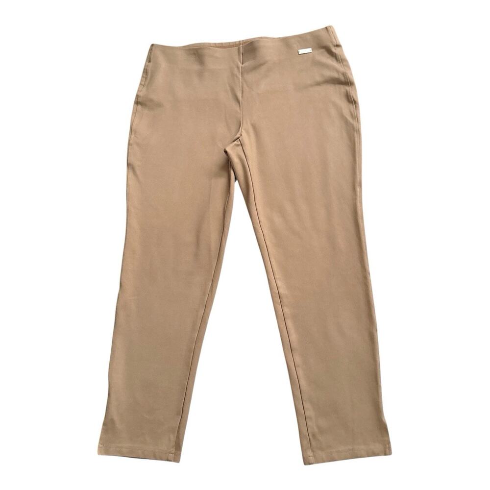 Rafaella Comfort Pants Womens XL Tan Ponte Pull On Stretch Ankle Straight Leg